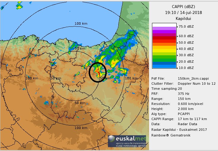 ElTiempoNavarra's tweet image. Imagen radar de las 21.10 horas
Desde #TierraEstella se aproxima a la #CuencaDePamplona esa línea que vemos en forma de arco
Esta amagando con un #BowEcho
Cuidado que puede dar vientos muy muy intenso si sigue así.
Hay que ver evolución