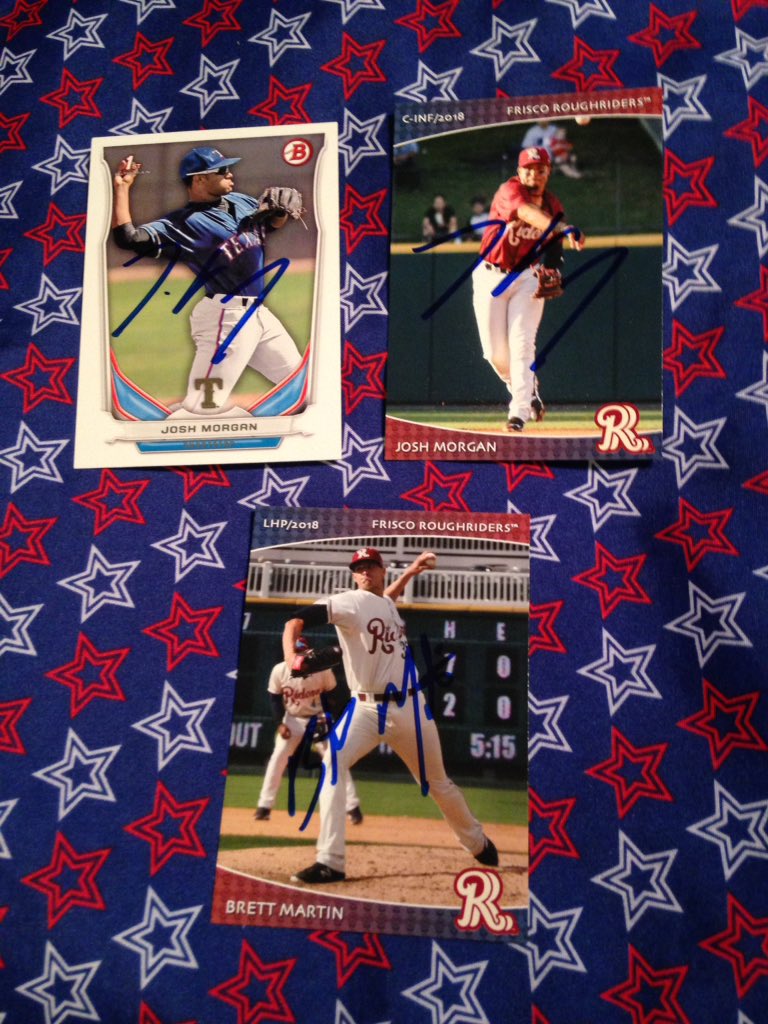 carlyn_k_scott's tweet photo. @RidersBaseball @InTouchCreditU @JoshMorgan @ARMilovich @chuckgreenberg @dambach76 Thank you to the InTouch CU Team, Frisco RoughRiders, Jenny, Ted E, @JoshMorgan and Brett Martin for the autograph opportunity. #Blessed #ILuvBaseball #LetsRide @MyRangers72 @btdwayne https://t.co/YSomTVURU2