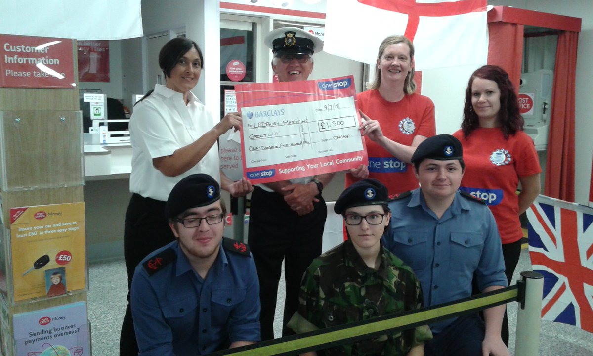 CaptainTyrrell's tweet image. Ledbury Maritime Cadet Unit would like to thank the Ledbury One Stop Shop for their kind donation which has allowed the Unit to buy new football kit and sports gear. The photos show the staff receiving the cheque and the cadets proudly displaying their new kit.