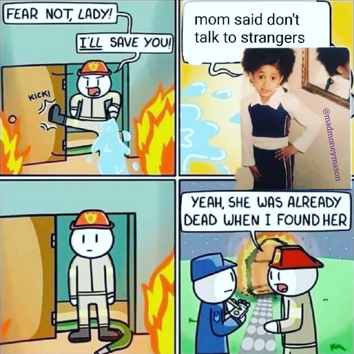 MadMoneyMason's tweet photo. Someone come get your child! #MadMoneyMason #cardib #memes #cartoon #momsaid #fire #kulture #venicebeach #cali #losangeles #dying #dank #dankmemes #beinghigh #lol https://t.co/WhvMRVqUWJ