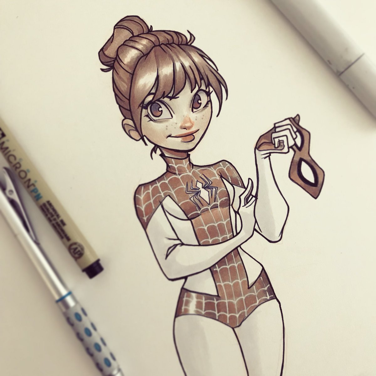 Chrissie_Zullo's tweet image. Mary Jane spinneret commission! Also, commissions are now available for Boston Comic Con! (Link: chrissiezullo.storenvy.com)

#maryjane #spiderman #spinneret #marvelcomics #sketch #doodle #drawing #dailysketch #dailyart #art #copicmarkers #comicbookartist #comicbookart