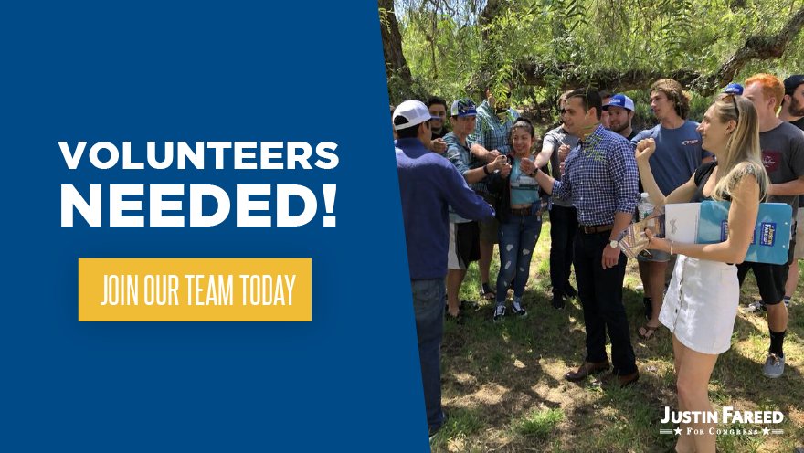 JustinFareed's tweet photo. We deserve a voice in Washington who'll represent all our voices. A representative who'll put people over politics… #TeamFareed is looking for volunteers willing to help us spread the word on our campaign. If you’re interested, sign up today! #CA24 https://t.co/IxeniQgBg9 https://t.co/ikZSRS6UkW