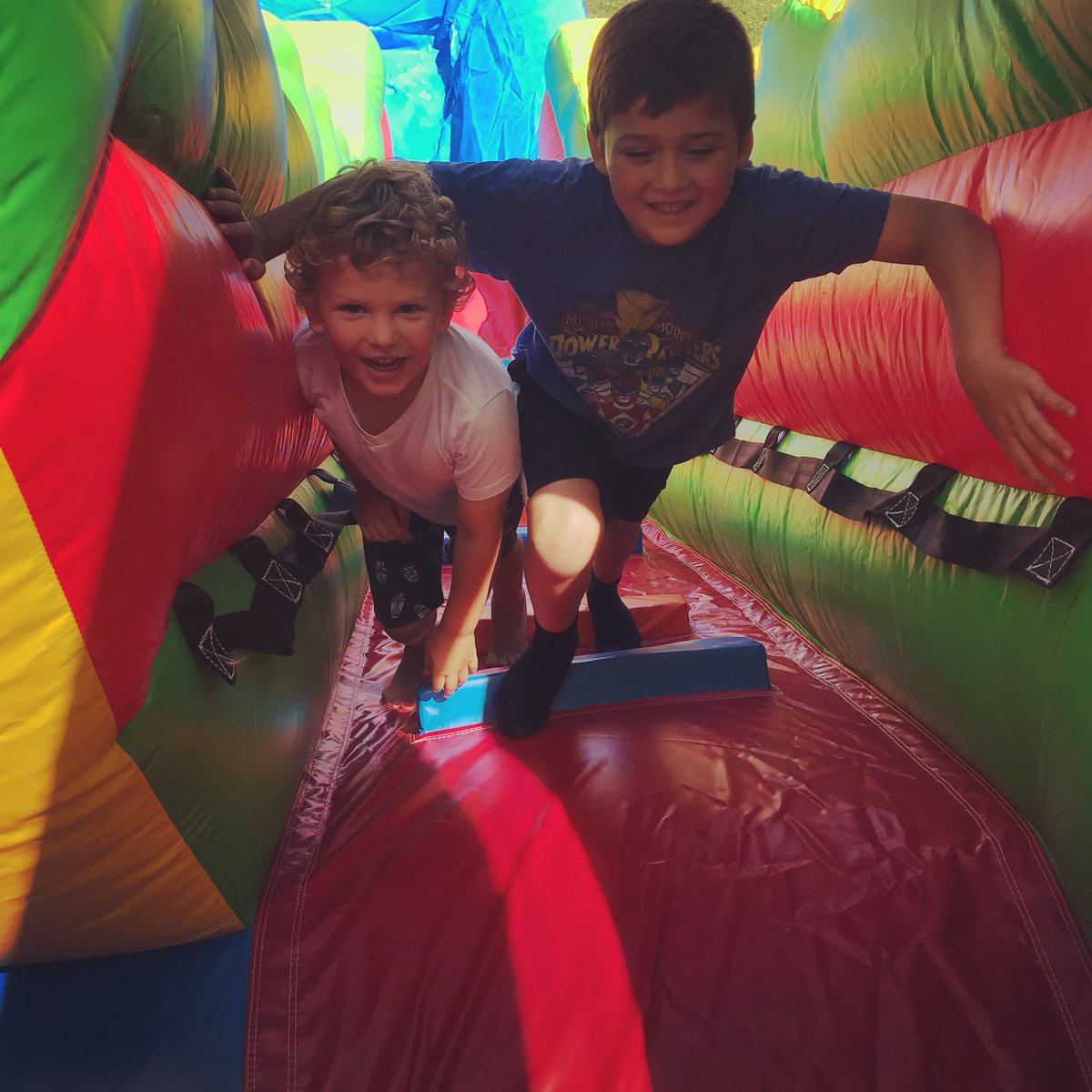 LakeshoreParty's tweet photo. Zach and Ethan are nothing but smiles making the climb up the stairs of our new giant waterslide, during our first time setting it up! Book it today for your party. Our 20’ high slide will quickly cool you off as you splash into the pool at the bottom. #lakeshore #party #rentals https://t.co/u8o0M87xlJ