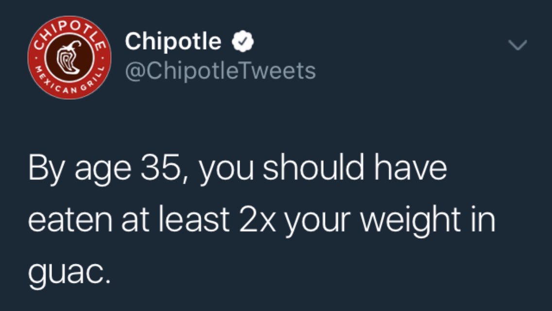 NotBrianNiccol's tweet photo. .@ChipotleTweets 

By age 43, you should have laid off at least 400x your weight in employees. https://t.co/P9dRGPAZcI