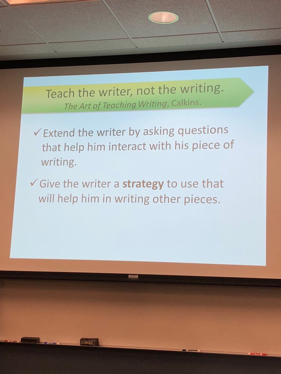 brennanamy's tweet photo. Teach the writer, not the writing - Lucy Calkins - Great workshop with Tammy Jones @myokapi #balancedlit2018 https://t.co/pZVGodV1eY