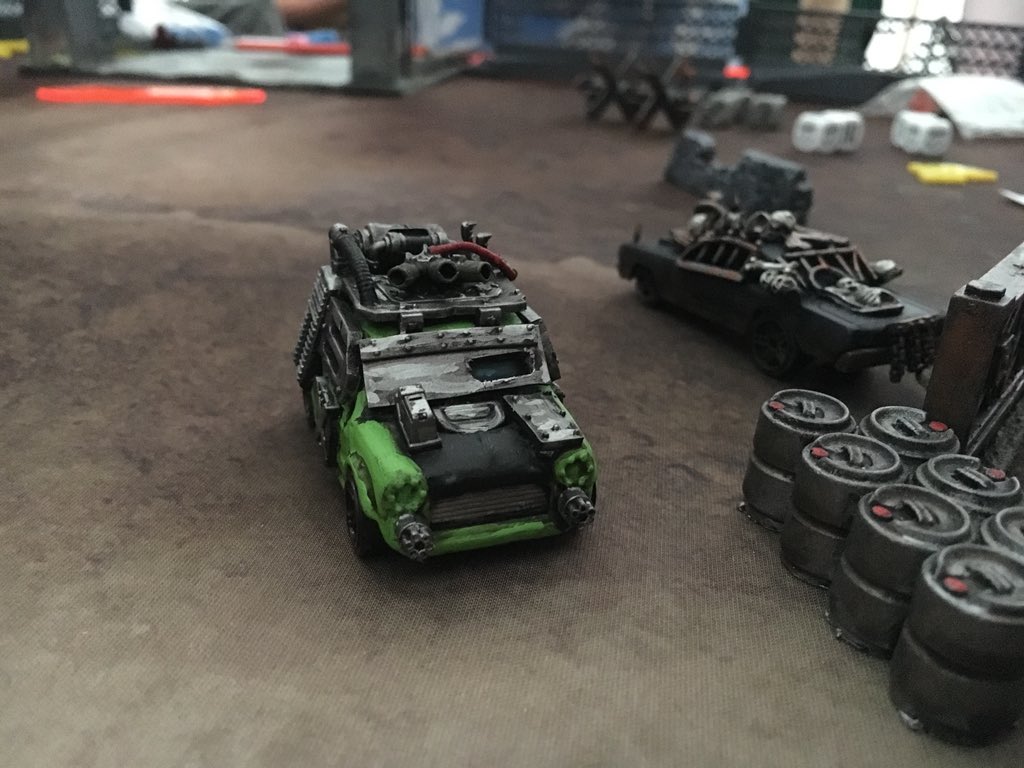 isquishpeople's tweet photo. Playing @gaslands_game at @boss_fest.    I’m already quoting mad max in a bad Australian accent! https://t.co/i3uuVwbVWX