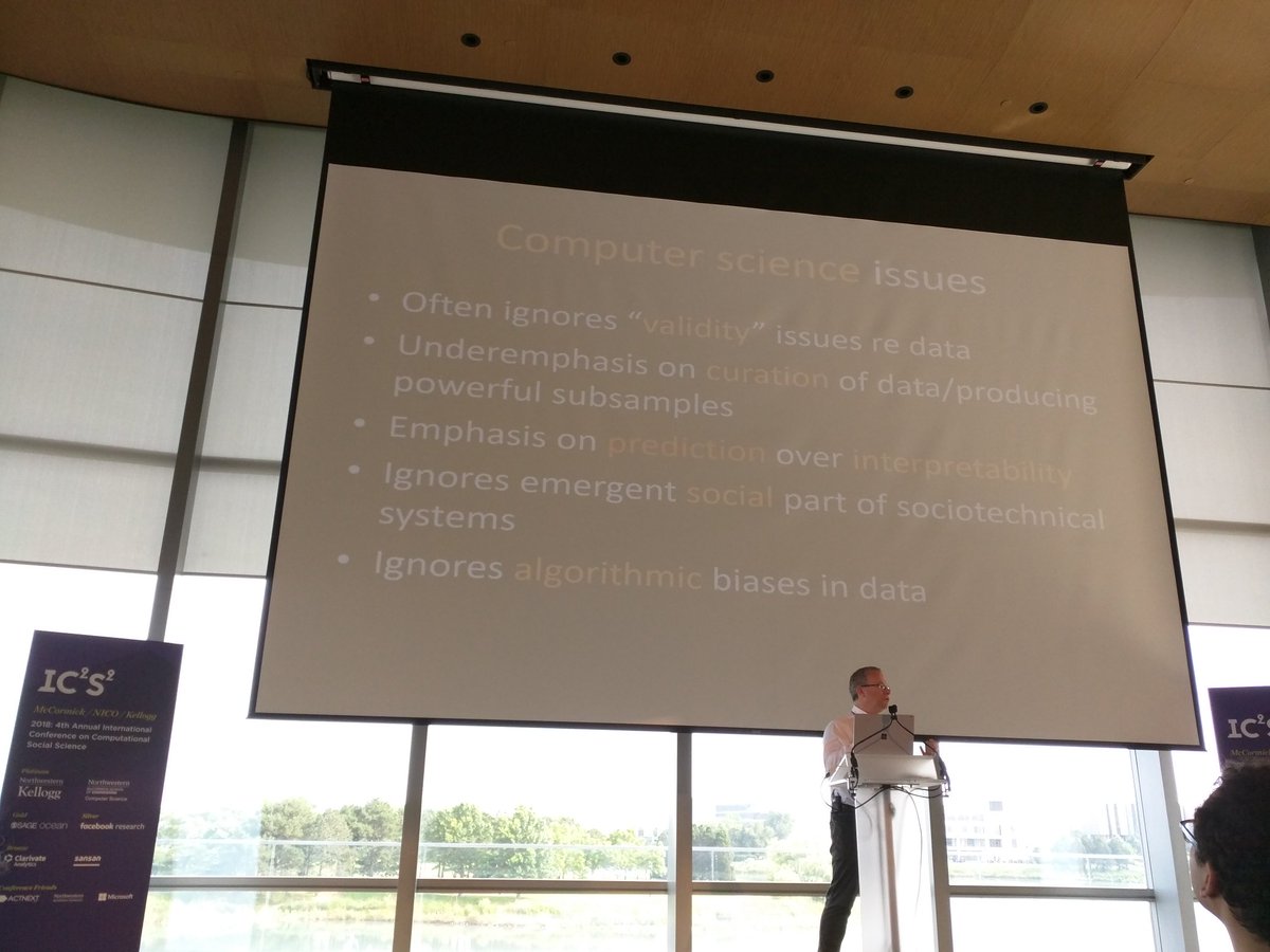 computermacgyve's tweet image. With emergent factors, we have to understand social processes. @davidlazer discuss challenges of social and computational sciences arguing for a new fusion of the two #IC2S2 #socialdatascience