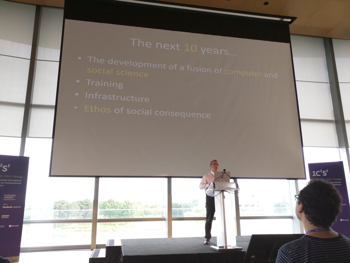 computermacgyve's tweet image. With emergent factors, we have to understand social processes. @davidlazer discuss challenges of social and computational sciences arguing for a new fusion of the two #IC2S2 #socialdatascience