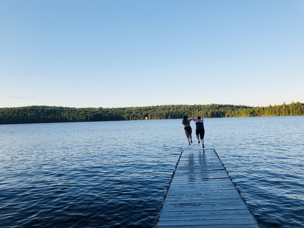 Destressing  by taking a jump in the lake for a night swim!! #teacherrecharging #lovingnature @PrincipalPeltz