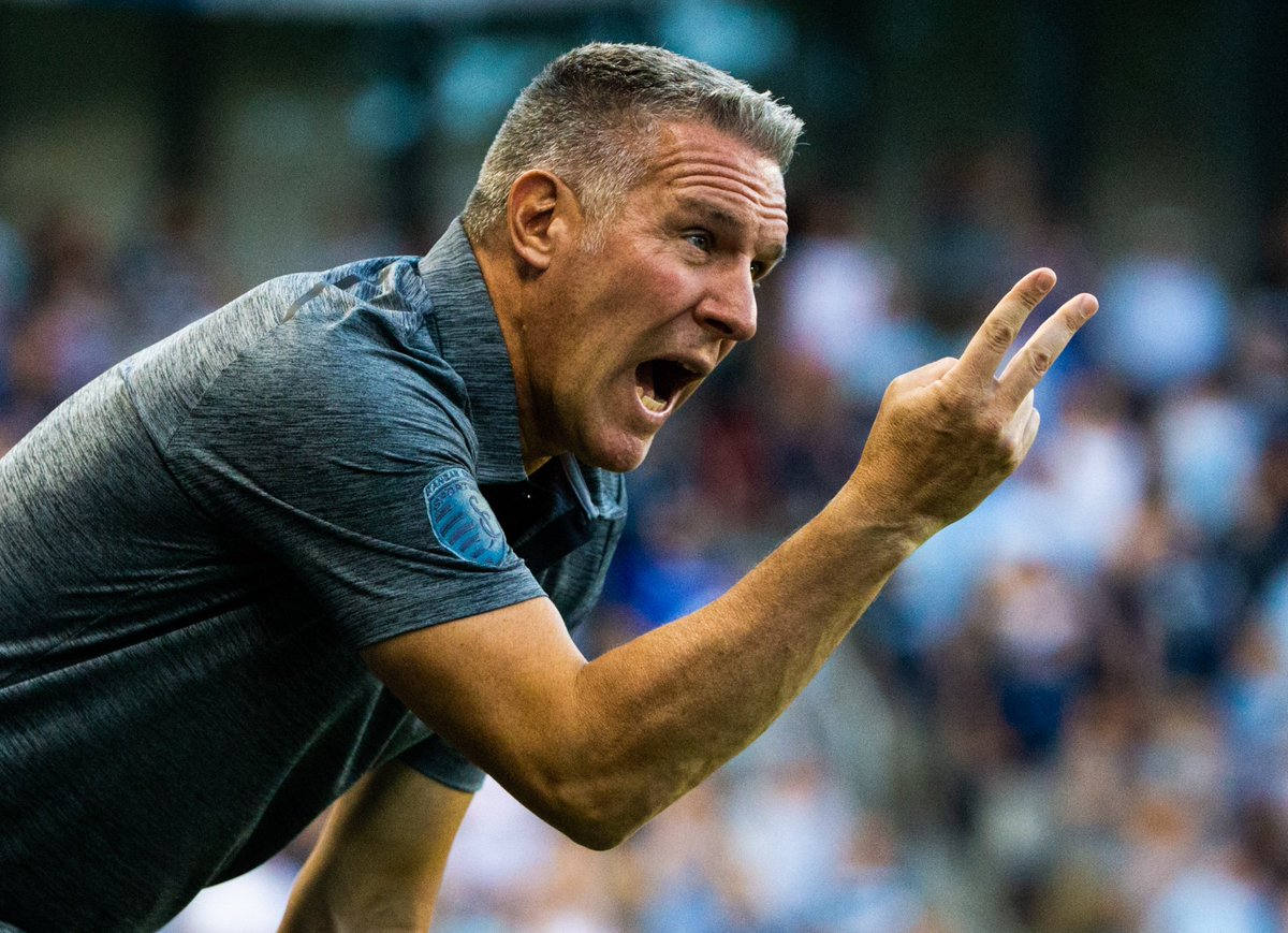 SportingKC_PR's tweet photo. Give a hand to our fearless leader 👏

Peter Vermes is set to coach his 300th @MLS regular-season match tonight, becoming just the seventh head coach in league history to reach that mark! #NYvSKC https://t.co/iRJNSunSWk