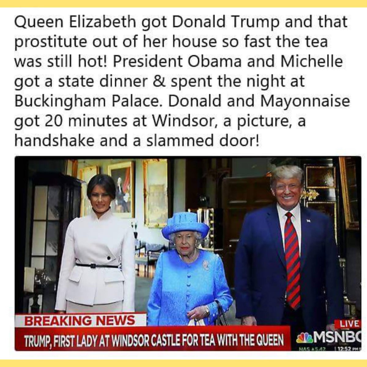 MargaretApple1's tweet photo. #PerfectReception in my humble opinion. Good job #QueenElizabeth! You rock. Looks like #Winning is taking on a new meaning, right @POTUS @realDonaldTrump?? #EnglandRocks #ScotlandRocks https://t.co/T1D5ZmlgMQ