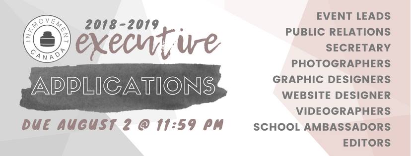 Executive team applications are out now! 
Apply here:  inkmovement1.typeform.com/to/qARsOZ 
Or check out our page for more information: facebook.com/events/6774884…