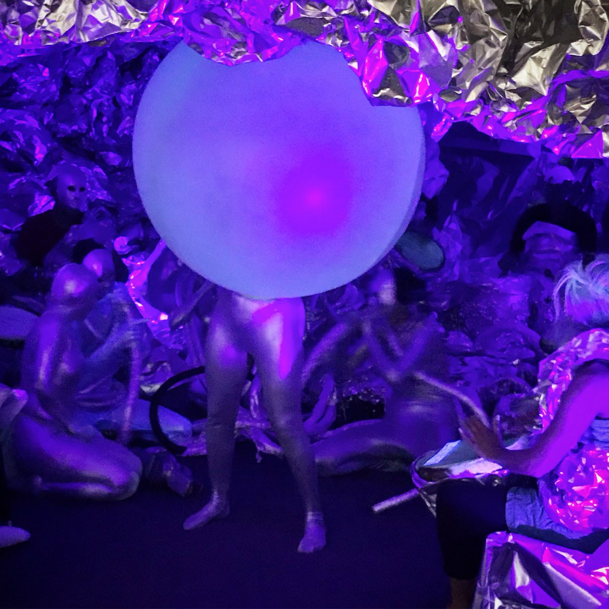 Lots of shiny-tubular-UV-action in Jennifer Taylor’s enjoyable performance <a href="/OrielMwldan/">Oriel Mwldan</a> this evening
