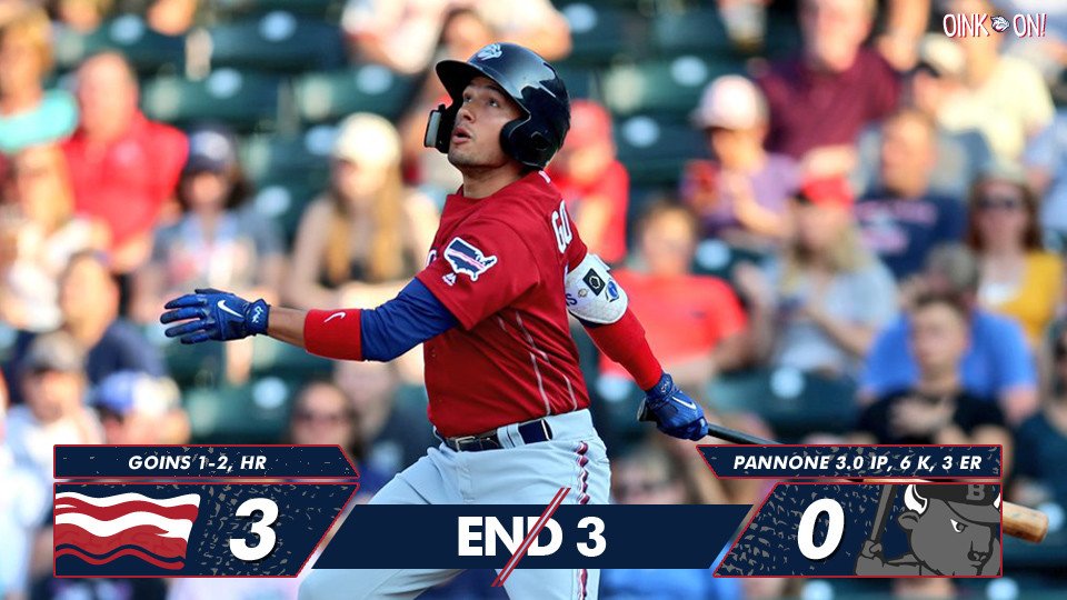 IronPigs's tweet photo. The Pigs are on the board early thanks to homers from Ryan Goins and Mitch Walding. https://t.co/mpLT8a1WA2