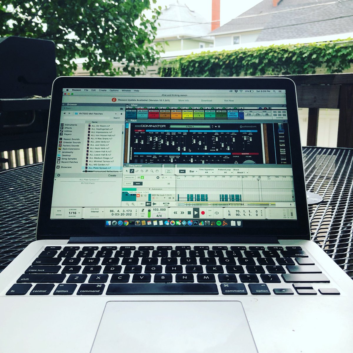 JensBeatty's tweet photo. Workin’ on a sweet new jam today on my studio porch... it’s #totally80s #newwave https://t.co/R24qX3dSs9