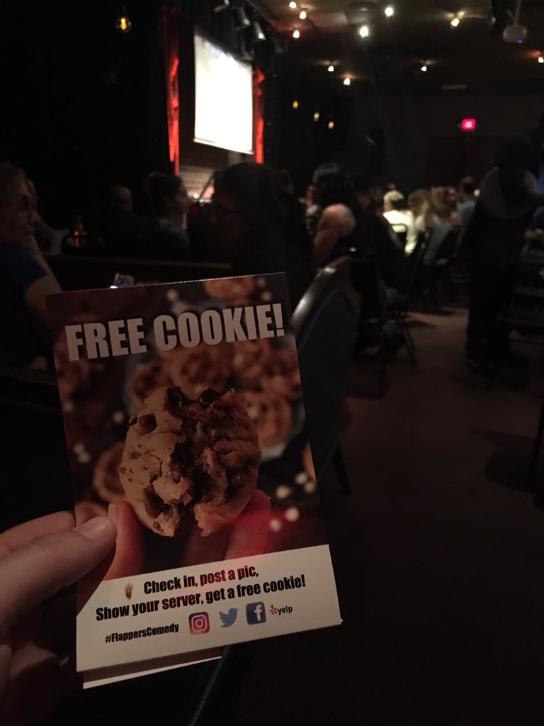 feels_so_wright's tweet photo. @FlappersComedy free cookies at #flappers https://t.co/o6p7OAUm8W