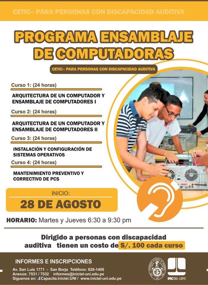 LSPMiDerecho's tweet photo. Capacitación en INICTEL- UNI para personas sordas - mas información aquí https://t.co/zDASlsDqge https://t.co/9Kwvo40lIm