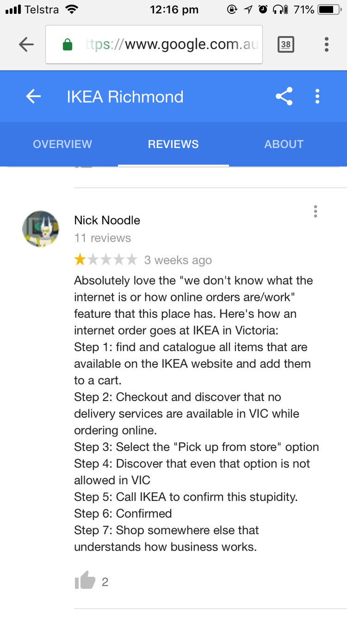 GauravVasdeva's tweet image. ⁦@IKEA_Australia⁩ ⁦@IKEA_Aus⁩ - bumped in this review on google, is this right?