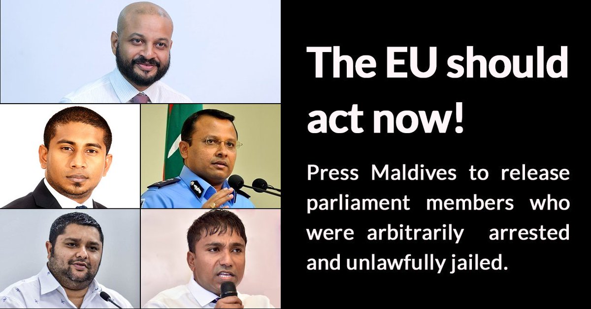 Z8C00L's tweet photo. The @EUCouncil should act now. Press Maldives to release parliament members who were arbitrarily arrested and unlawfully jailed.
#FreeMpFaris
#FreeMpMahloof
#FreeMpRiyaz
#FreeMpIlham
#FreeMpSinan
#FreeAllPoliticalPrisonersNow https://t.co/PpIG0gTDiS