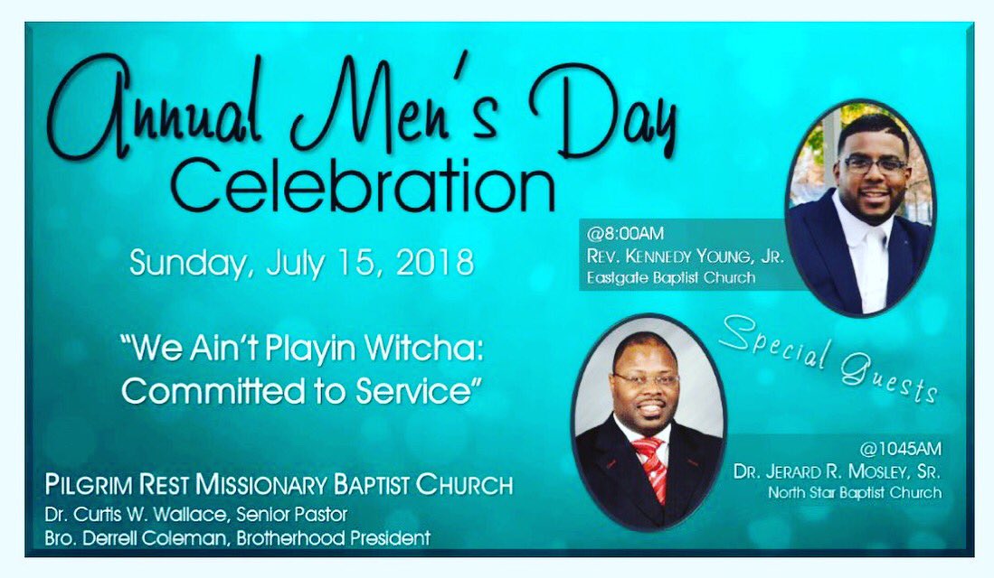 drcurtiswallace's tweet photo. You don’t want to miss @Knndy_Young at 8:00 and Pastor Mosley at 10:45! #pilgrimrestdallas #worship #Church #mensday #celebration https://t.co/VhPAnJWccl