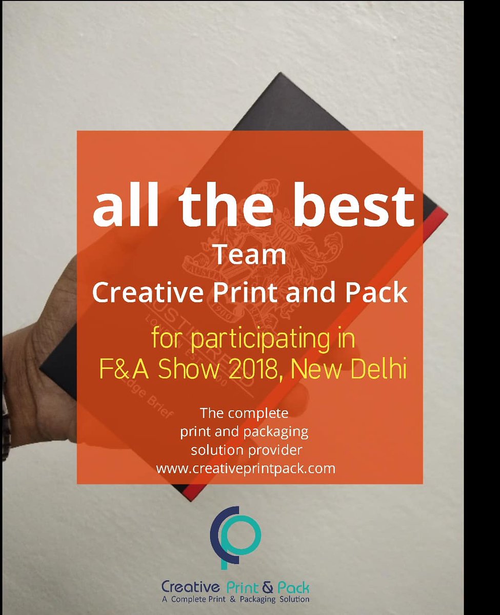 KACHARAGADLA's tweet image. All the best to Team Creative Print and Pack 
【●】CPP participate F&amp;amp;A Show 2018; Stall No. D-16 on 16-18th July 2018 at Pragati Maidan, #NewDelhi

 #creativeprintpack #thinkbeyondcreativity #weloveyourproduct #textiles #textile #apparel #fabrics  #apparelmanufacturingindustry