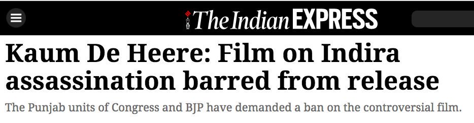 23.  @INCIndia THREATENED protests, demanded a BAN on a film on Indira Gandhi's assassination, Kaum de Heere . The film was banned.  @RahulGandhi stayed SILENT.  http://www.bbc.com/news/world-asia-india-28892001