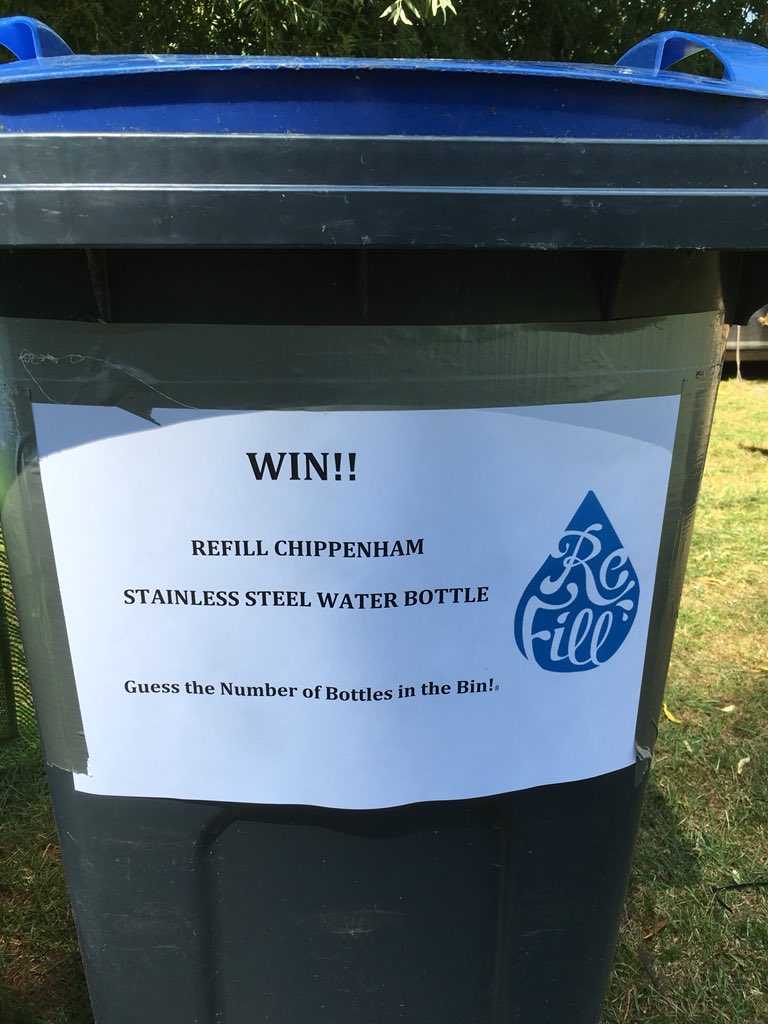 refill_CPM's tweet photo. Thanks to all those at #ChipCarnival #Chippenham who entered our comp to win a @refill_CPM bottle & well done to the 10 lucky winners who guessed closest to correct no. of 202 plastic bottles in the bin https://t.co/cBRRrPEffY