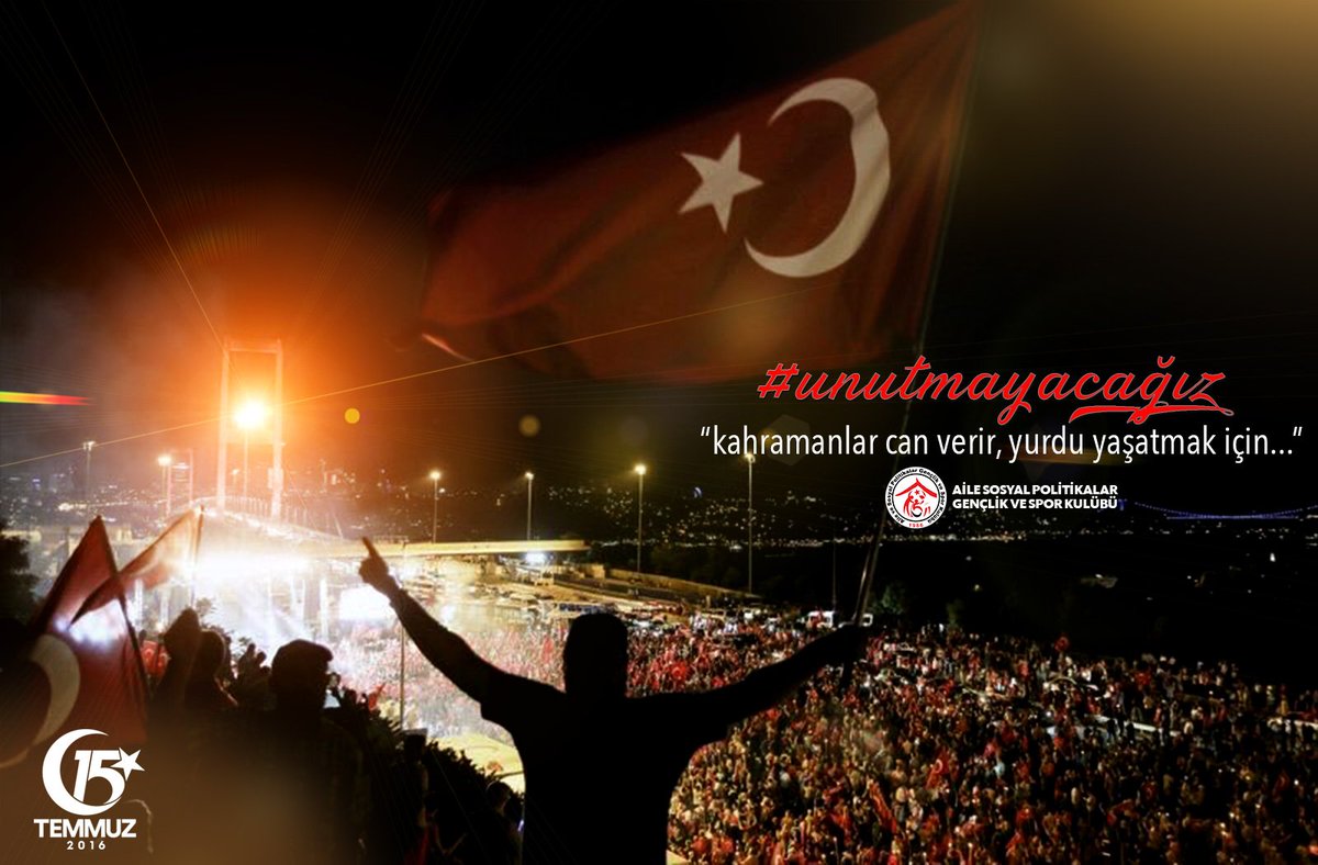 15 Temmuz’da şehit düşen tüm Kahramanlarımızın ruhu şad olsun! Vatan Size Minnettar..

#Unutmayacağız #15TemmuzDestanı