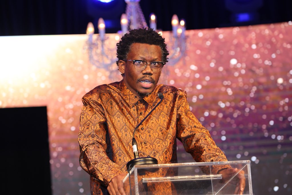 NamPresidency's tweet photo. President Hage G. Geingob attends the Fundraising Gala Dinner of the One Economy Foundation. President lauds efforts of First Lady, Monica Geingos in bridging the inequality gap and education of the Namibian child. #StardustSoirée #befreebreakfree https://t.co/3fbIwxW8np