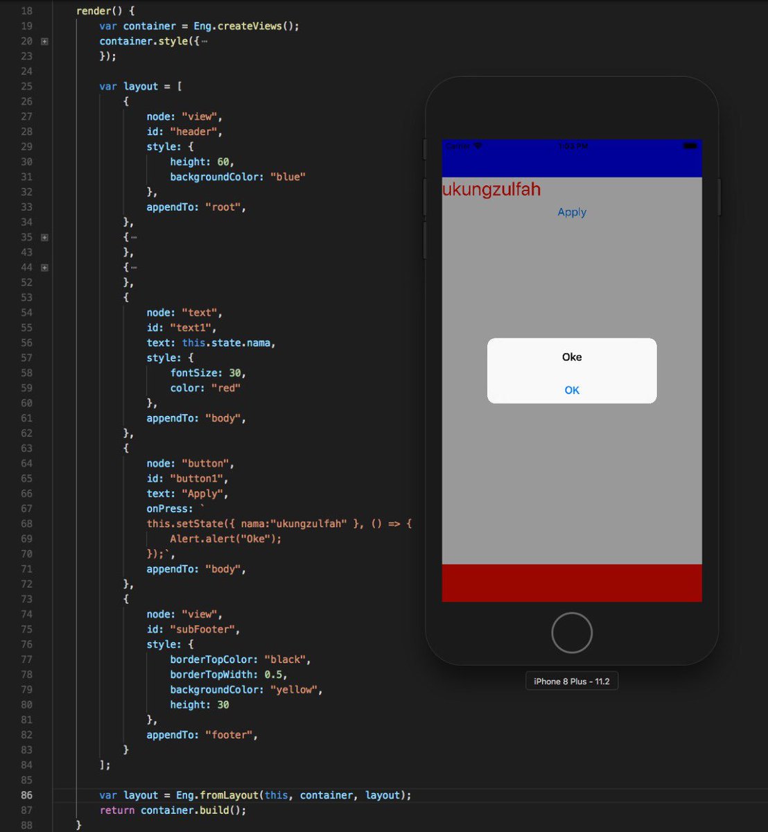 ukungzulfah's tweet image. Generate layout from json data &amp;amp; parsing fn from string #ReactNative #EngReact #CodePush