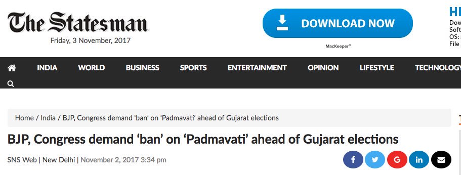 50.  @INCIndia wanted to STALL, BAN release of the film Padmavati.  @RahulGandhi stayed SILENT. (via  @Tejas_Bhatt)  http://indiatoday.intoday.in/story/padmavati-bjp-sanjay-leela-bhansali-distorting-history/1/1080712.html