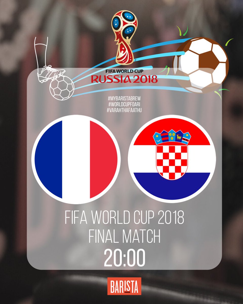 BaristaCoffeeMV's tweet photo. Winning probability 
France is 51% 
Croatia 20% 
Draw 29%.  
What do you think? 
.
#fifa18 #ooredoo #mybaristabrew https://t.co/M6FGAigowu