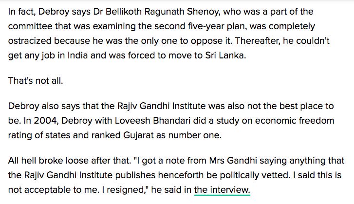 65.  @INCIndia's Sonia Gandhi DEMANDED all studies coming out of RGICR be politically vetted after a study ranked Gujarat No. 1 in economic freedom. Director  @bibekdebroy REFUSED, said he was made to QUIT.  @RahulGandhi stayed SILENT. (via @PrashastSri)  https://www.huffingtonpost.in/2015/11/05/bibek-debroy-intolerance_n_8477332.html