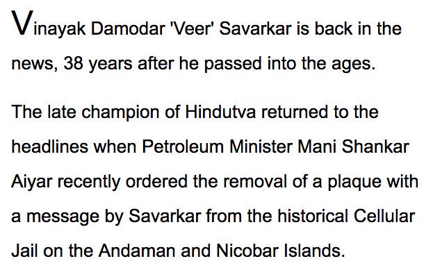 68.  @INCIndia's Mani Shankar Aiyar, who collected money for the Chinese during the 1962 war - an allegation he denies - ORDERED removal of a plaque commemorating Savarkar at the jail where he spent a decade in solitary confinement. Plaque was REMOVED.  @RahulGandhi stayed SILENT.