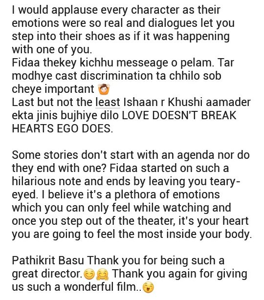 phuaether's tweet photo. Here is my feedback after watching #FidaaFDFS
@Yash_Dasgupta I have one word for you 🤗 PHENOMENAL ❤💯👌 https://t.co/nXaGz5DboC