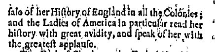 shanemgreentree's tweet photo. More deleted #SHARP2018 material: the ladies of America read Catharine Macaulay's History of England, and speak of her "with the greatest applause." [Connecticut Gazette, Feb 16 1770.] https://t.co/vcG49KX0dm