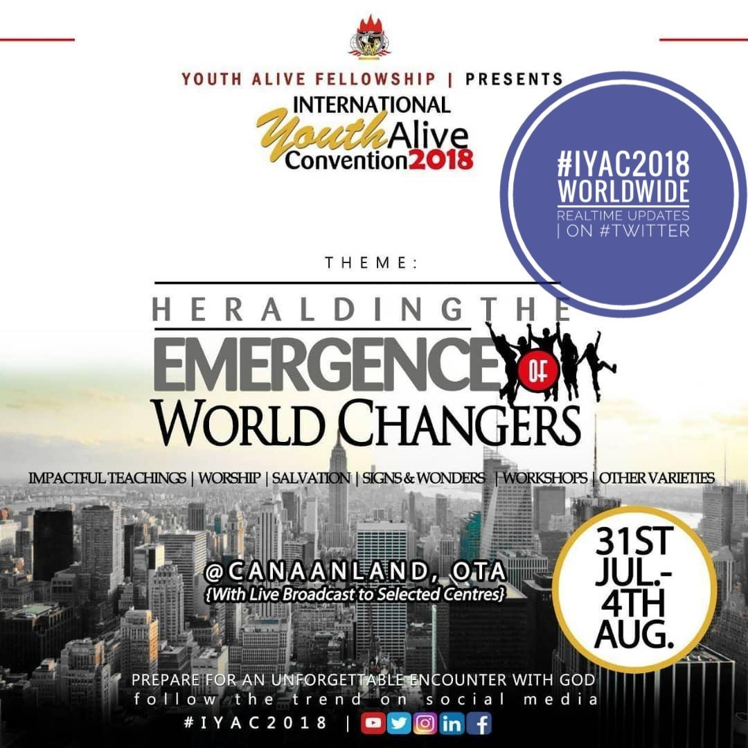 WinnersChapelNL's tweet photo. #IYAC2018 -<< #tHeMeD >>HERALDING THE EMERGENCE OF WORLD CHANGERS - From JUL. 24TH - 28TH, 2018 |!! #ALERT #IYAC2018 #Worldwide #Realtime #Updates, Direct From #YAFs Now Available On #Twitter via: https://t.co/oekMGTvFOV !!| Don't Miss #ThisEvent & #Opportunity , For Anything! https://t.co/4Joa2Oaznz