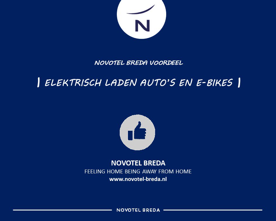 Wij dragen ook een steentje bij aan een schoon milieu. Elektrisch laden voor de auto of e-bike <a href="/Novotel_Breda/">Novotel Breda</a>  Een fiets huren bij ons in het hotel is ook mogelijk. Ook nog eens goed voor de conditie :-)
#milieu #elektrischladen #novotel #breda #fietsen