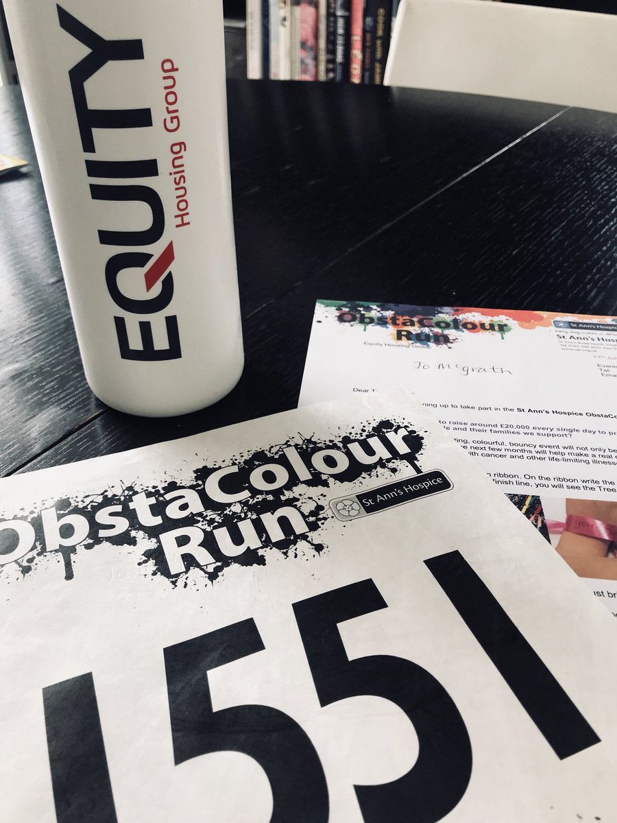Jo_Sector3's tweet photo. All set for the colour run today, running with team equity! Running to raise funds for @StAnnsHospice @EquityHousing 🌈 #hospice #greatcause #ObstaColourRun https://t.co/0Wqpr6pmNd