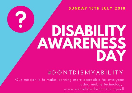 Today is Disability Awareness Day.

Use this as an opportunity to challenge your understanding of disabilities & how inaccessible environments impact on lives 365 days a year.

2-4 Nov join our FREE @HackAccessDub at @Google to make positive collaborative change #DontDisMyAbility