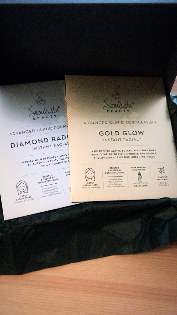 RebeccaBradyy's tweet image. Can’t wait to try @SeoulistaBeauty’s new face masks; Diamond Radiance &amp;amp; Gold Glow Instant Facials. Perfect for a pamper night in 💆‍♀️🧖‍♀️ #goldglow #diamondradiance