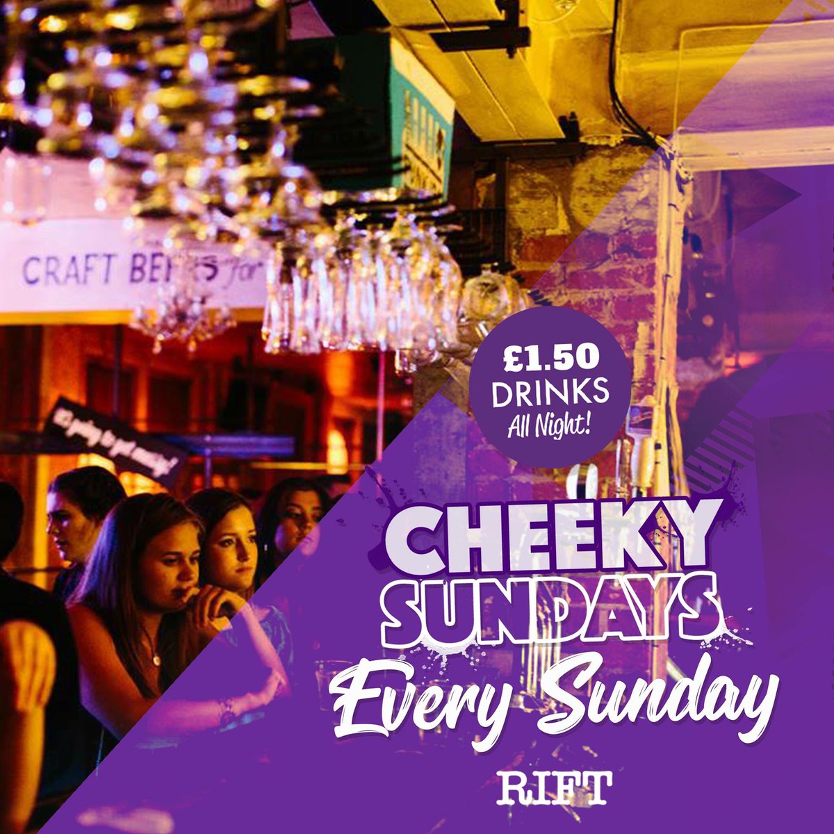 riftbarpreston's tweet photo. Tonight 🕺🏻 
£1.50 drinks all night! 🥤 
DJ Peps guilty pleasures 🎵 
10pm-3am 🎉
The only place to be on a Sunday night! https://t.co/vCEdkFovYi