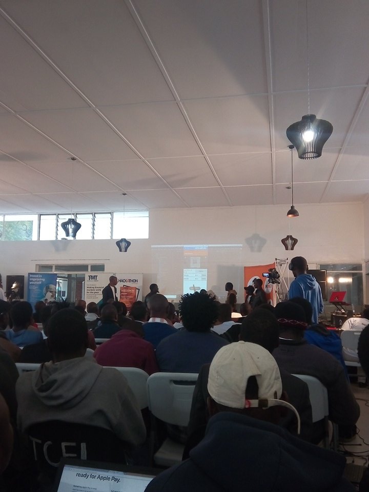 CosmicDigital's tweet photo. Shift One Money on stage now. Their app will make it quicker to transact using mobile money in locals shops #OneMoneyHack @OneMoneyZw https://t.co/ibEVLiaDpq