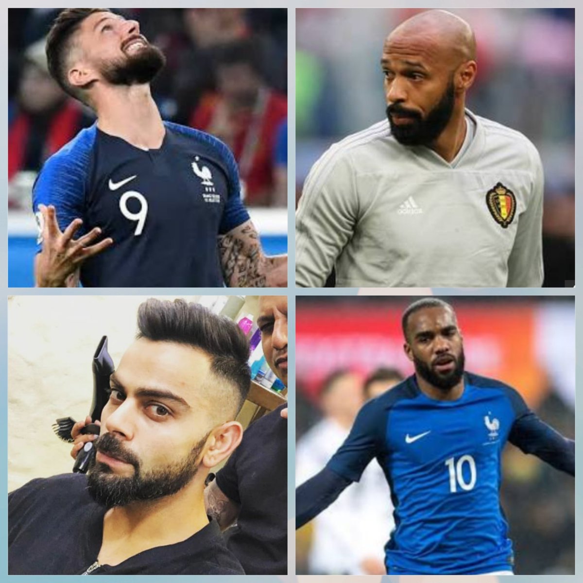 ashesh712's tweet photo. @PhilipsMenIn @imVkohli @ThierryHenry @_OlivierGiroud_ @PhilipsMenIn @imVkohli Its called 'The Long range screamer'  (Just like my beard gets noticed from distance)volley goal hit by strikers @ThierryHenry @LacazetteAlex @_OlivierGiroud_ French forwards are known 4 this.Virat with his towering 6's #LoveItTrimIt https://t.co/IAhngN7k45