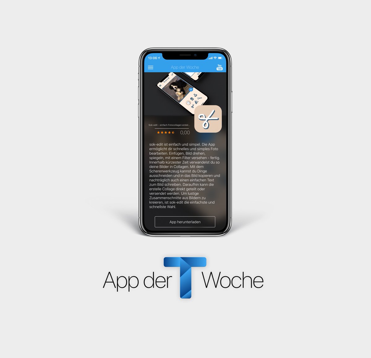 NilsHendrikWelk's tweet image. Es gibt endlich mal wieder eine neue App der Woche🎉 Diese Woche hat es die App "sok-edit" geschafft. Eine kleine Foto-Collagen Anwendung, die euch sehr simple und lustige Fotobearbeitung ermöglicht😄😊
__
Wie immer findet ihr die App jetzt in #iTutorial zum Download für Punkte!