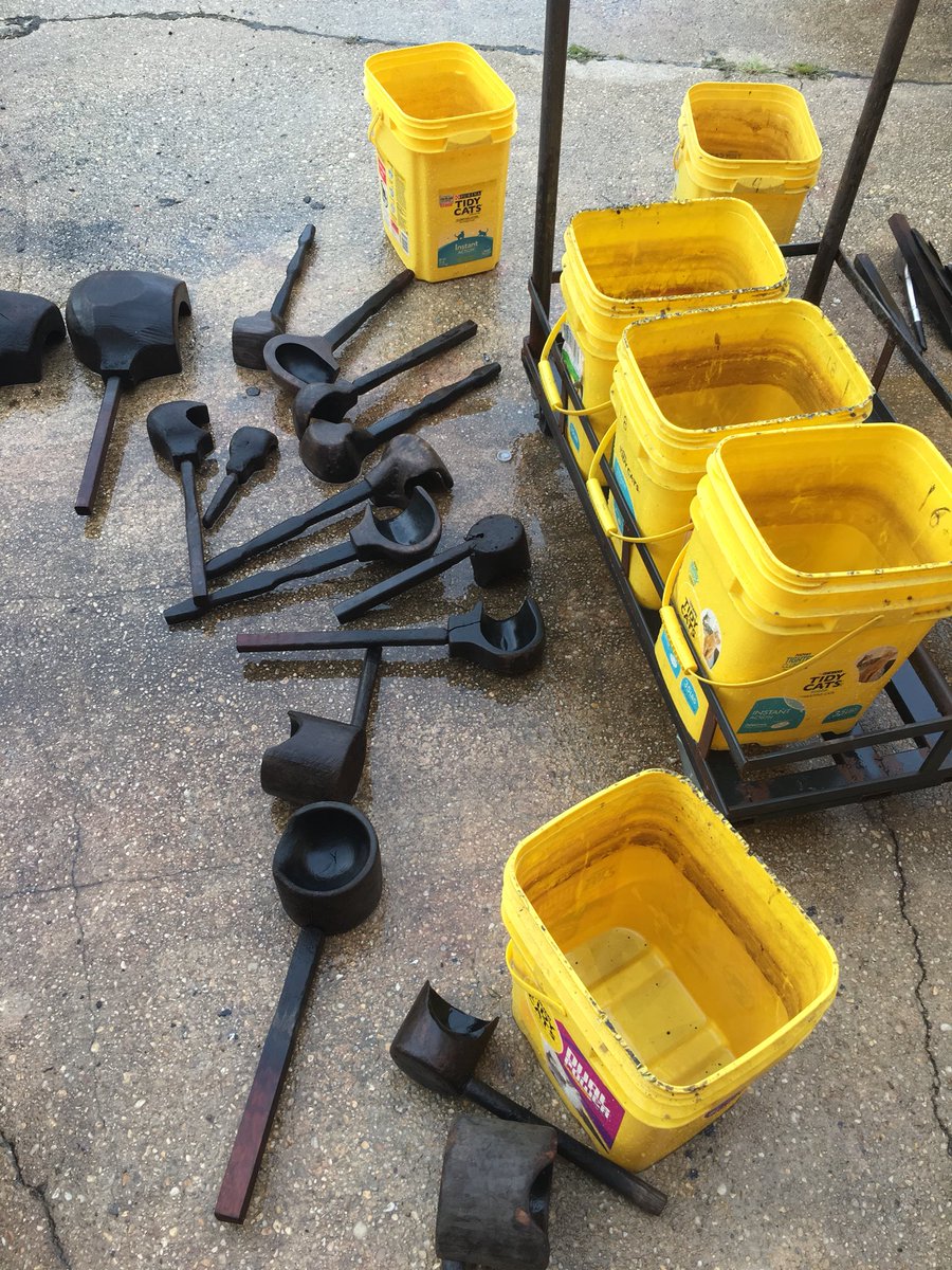 Cleaning blocks on a cool morning.  #glassblowing weather.  #Hyattsville #dcarts