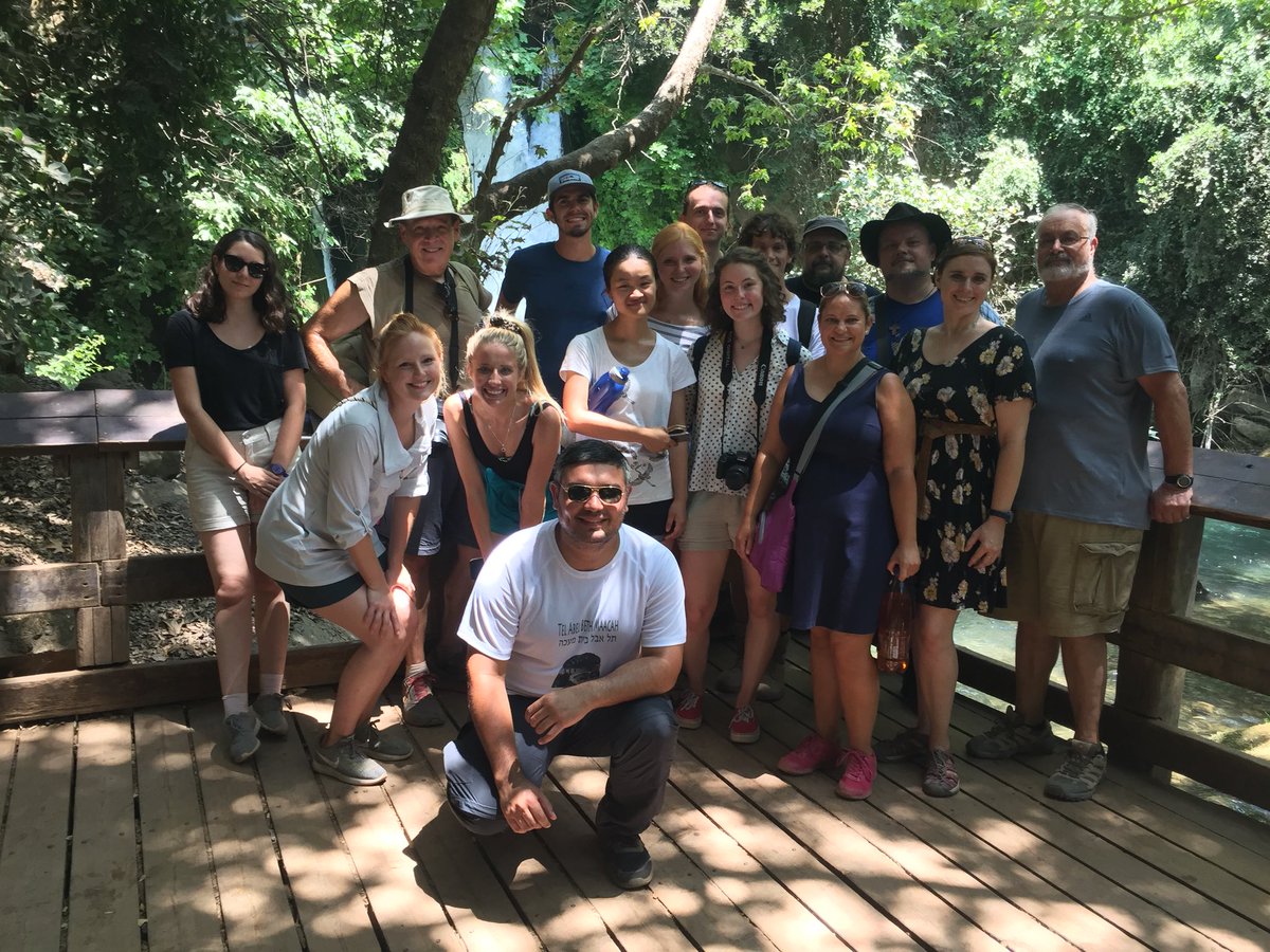 Sunday tour of the Golan Heights with 16 of team members. Photo taken at the Banias Waterfalls.