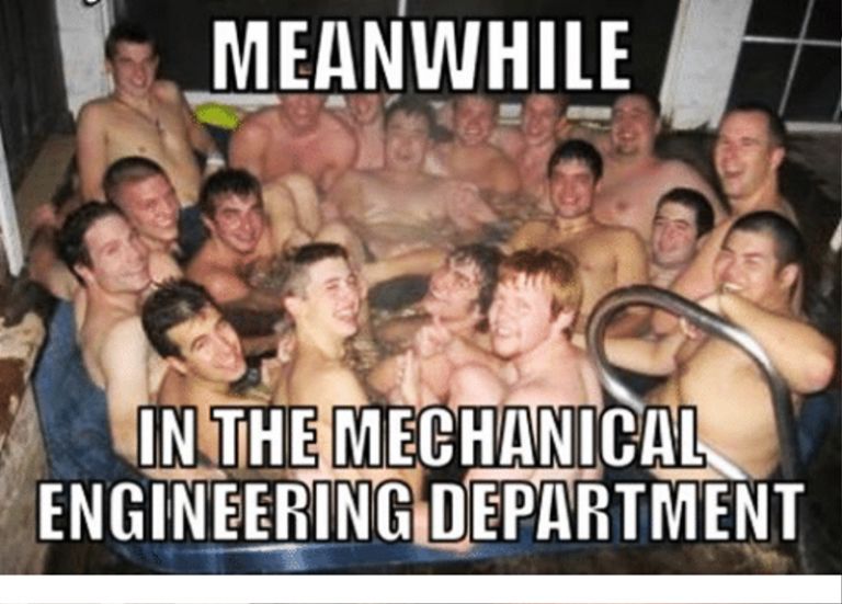 engineeringbet's tweet photo. The picture is missing the occasional girl from Hong Kong. Tag your friends if you agree. #hottub #sausagefest #engineeringmemes #mechanicalengineer #engineeringproblems #mechanicalengineering #electricalengineering #engineeringstudent #feminist #Mansplaining https://t.co/vt3ksaTOR6