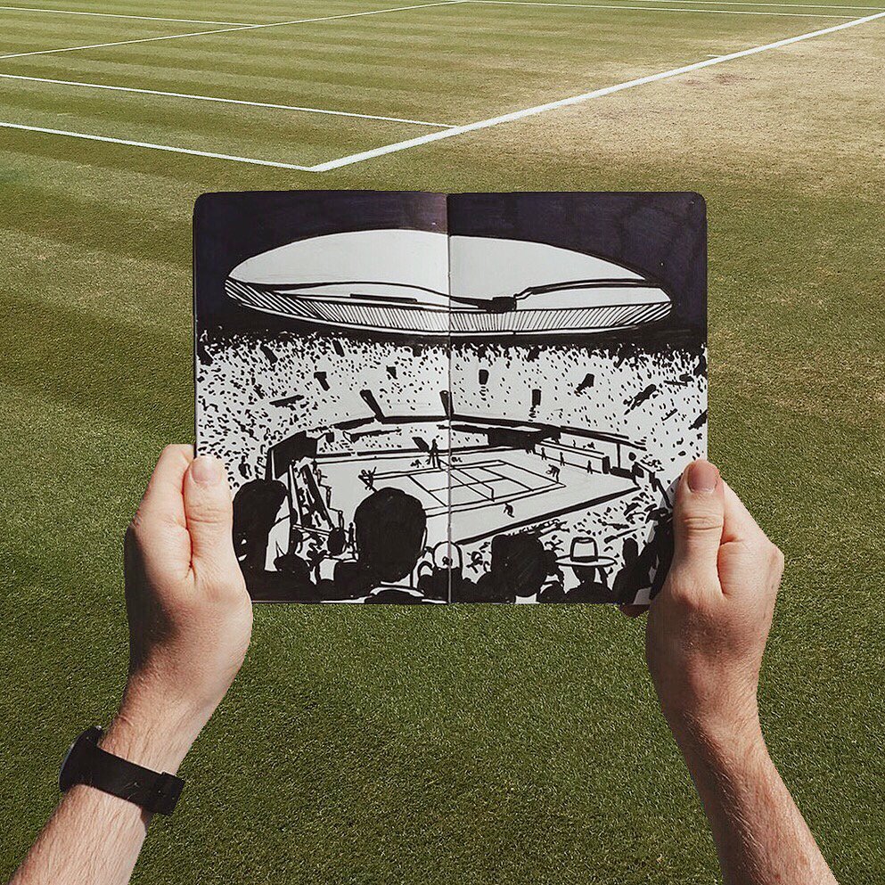 DavidDoran_'s tweet photo. Ready for the final 🎾 Wimbledon - We felt so grateful to be able to see such an incredible match at #Wimbledon last week - #Anderson v #Federer. It’s a favourite time of year - who are you supporting this afternoon?! #DjokovicVsAnderson #illustration https://t.co/xasdyLcCGS