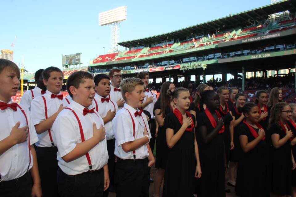 kurnhattin's tweet photo. The Kurn Hattin Select Choir did an amazing job singing the National Anthem at Fenway Park on Monday night! #kurnhattin #RedSox #selectchoir #Boston https://t.co/NRxIFuAywe